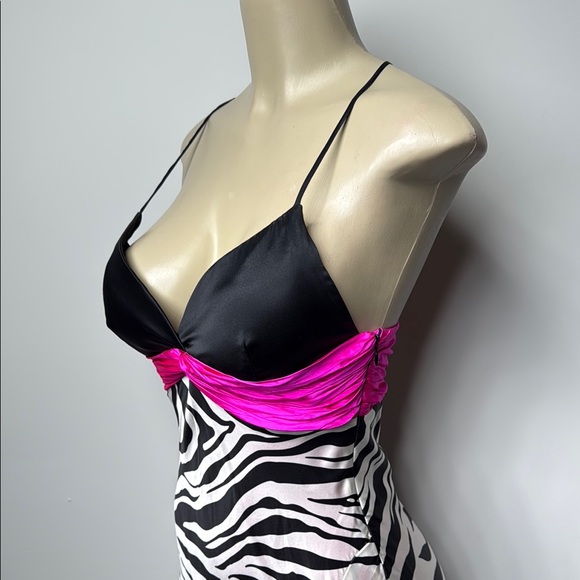 Cache Black and Pink satin Zebra Print Maxi Dress - Picture 3 of 11